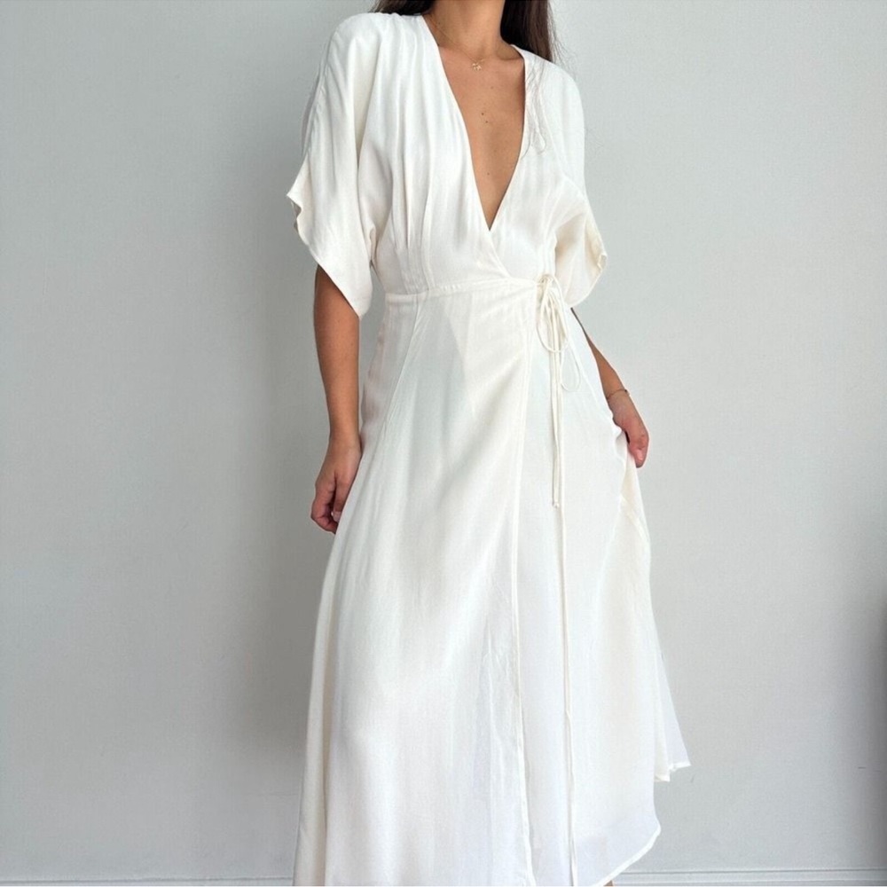 Reformation Cream Wrap Wedding Dress